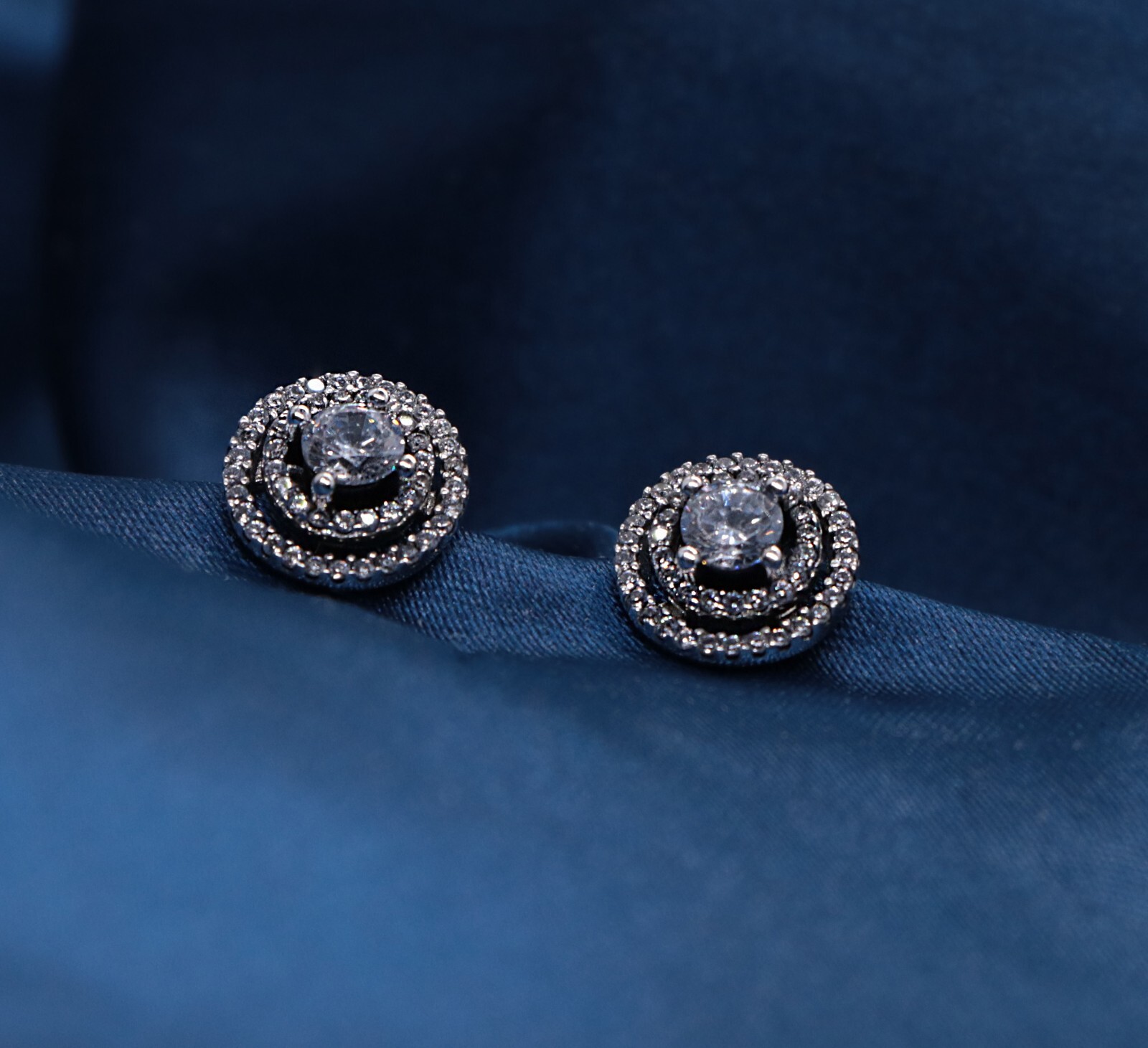 NEW SILVER PANDORA STUD EARRINGS SPARKLING DOUBLE ROUND HALO UNIQUE JEWELLERY UK eBay