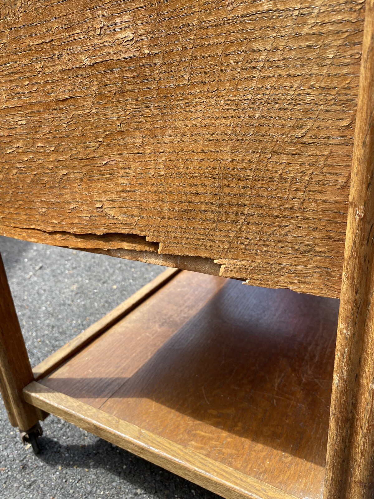 Vintage Wooden Sewing Box Large Solid Sewing Box On Legs W/ Wheels(see