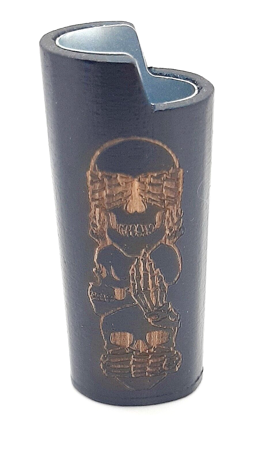 Smokezilla Dark Wood Metal Lined Bic Lighter Case with See Hear Speak Design