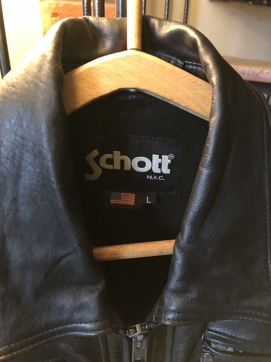 Schott LC81028 Leather Police Jacket Large - Superb Quality | eBay UK