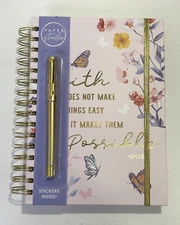 Paper Studio Religious Floral Journal Notebook Elastic Band, Pen, Stickers