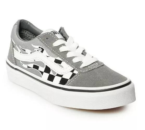 New Vans Boy s Ward Sneaker Grade School Shoes Checkerboard Grey Size 12 Youth
