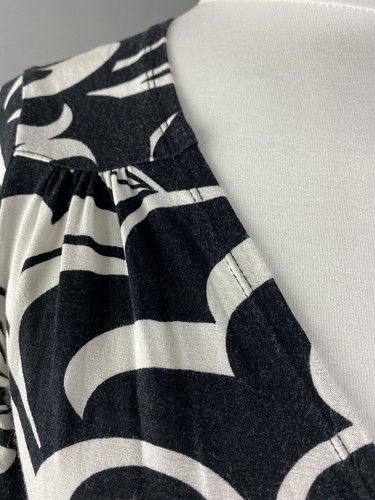Marks and Spencer Size 10 Black White Monochrome 3/4 Sleeve Wrap Jersey Dress - Picture 3 of 12