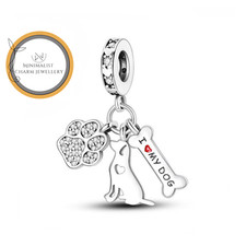 I Love My Dog Charm For Bracelet, Paw Charm, Bone Charm, Dog Charm