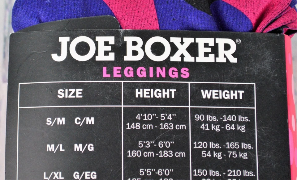 Mujer Joe Boxer Pull-On Elastizado Tejido Leggings Pantalones Estampado Rosa Azul Negro S/M Foto 4 de 4