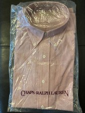 BV12 Vintage Chaps Ralph Lauren Striped Button Front Dress Shirt Mens 15.5 32-33