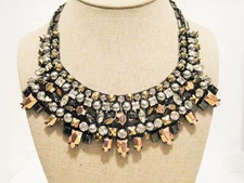 Stella & Dot Kahlo Bib Hematite Necklace - Gently pre-loved EUC!