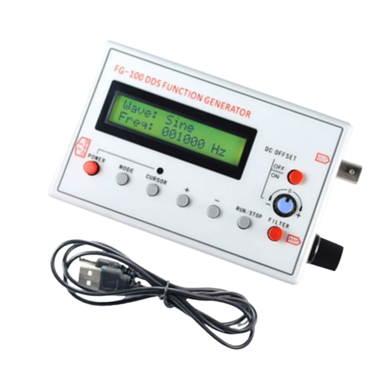 DDS Function Signal Generator Module 1HZ-500KHz Sine +Square Wave +Case FG-100