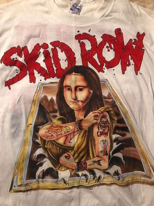 FILA T shirt unisex Skid Row 1989 Monna Lisa Youth Gone Wild cotone bianco