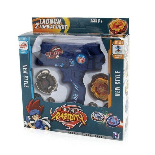 Beyblade Metal Fusion Toys Giroscopio Spinning Doppio Lanciatore Mano Spinner Blu - Foto 6 di 24