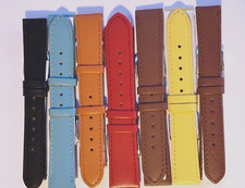 Stitched Genuine Leather Watch Strap S/S Buckle Various Colours