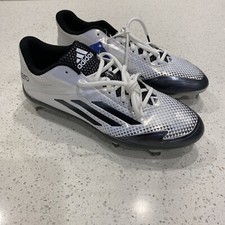Botines de béisbol Adidas Adizero Protrax para hombre 8,5 negros blancos con tacos de hoja