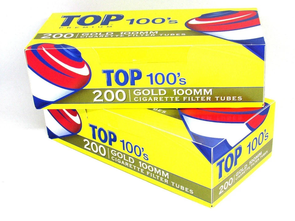 TOP Gold Light 100's 100MM - 3 Boxes - 200 Tubes Box RYO 100