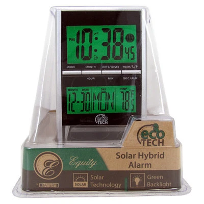 ECOTECH EQUITY SOLAR HYBRID ALARM, EXTENDED BATTERY LIFE, PERFECT FOR TRAVEL