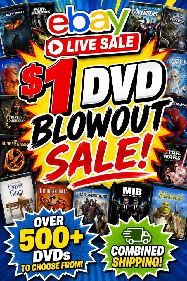 $1 DVD Blowout Sale - 500+ DVD's, Clean Discs, All Tested Combined Shipping