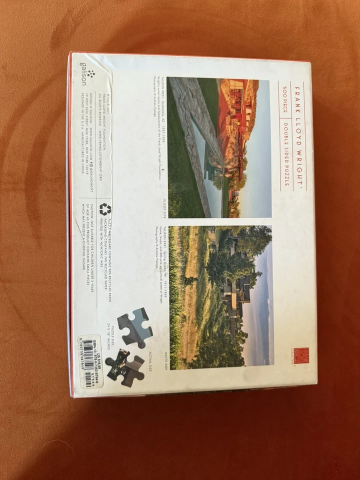 Double Sided 2 in 1 - 500 Piece Puzzle-Frank Lloyd Wright -Taliesin East & West - Image 3 of 4