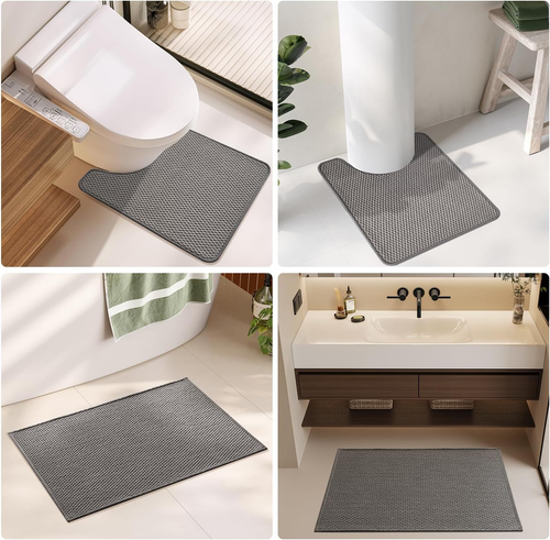 Kleine dunkelgraue Badematte 12x12 Zoll niedriger Flor schnelltrocknend saugfähig Teppich Zum Selbermachen - Bild 8 von 9
