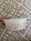 Vintage PYREX Pink Floral Vintage Gooseberry Glass Handled Casserole Dish