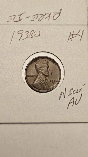 wheat penny 1938S NICE AU 1938-S LINCOLN CENT LOT #4 AU+ BROWN LUSTER