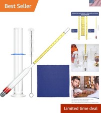 Hydrometer Alcohol Meter Kit 0-200 Proof with Glass Cylinder  Accessories