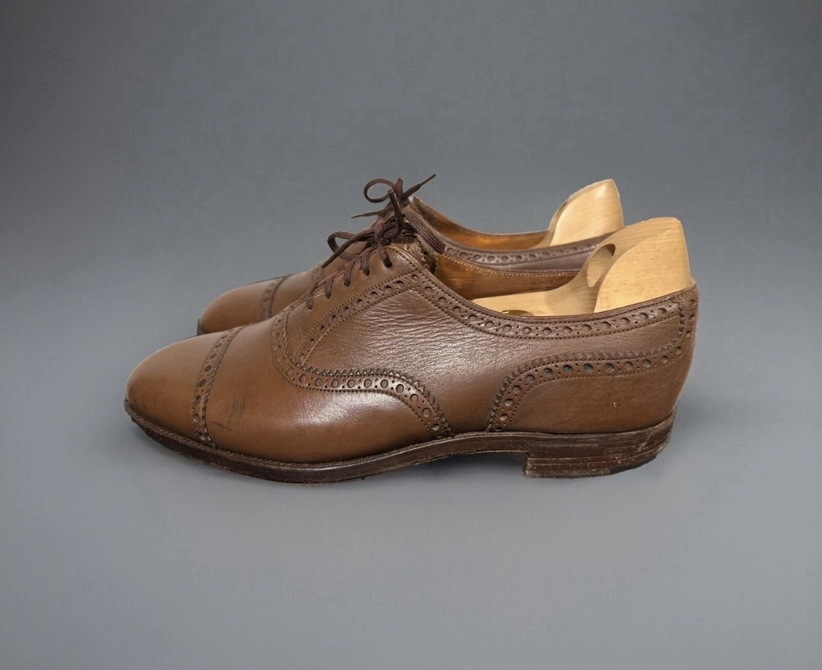 Edward Green Leather Brown Captoe Dress Shoes Mens 8 D Made In England
