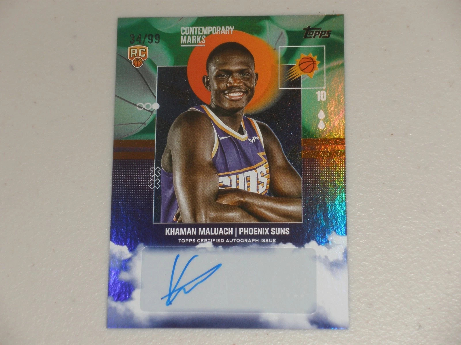 2025-26 Topps Contemporary Marks Green Rainbow Auto Khaman Maluach RC 34/99