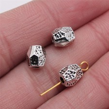 60PCS Antique Silver Tone Metal Faceted Small Hole Bead GGS467