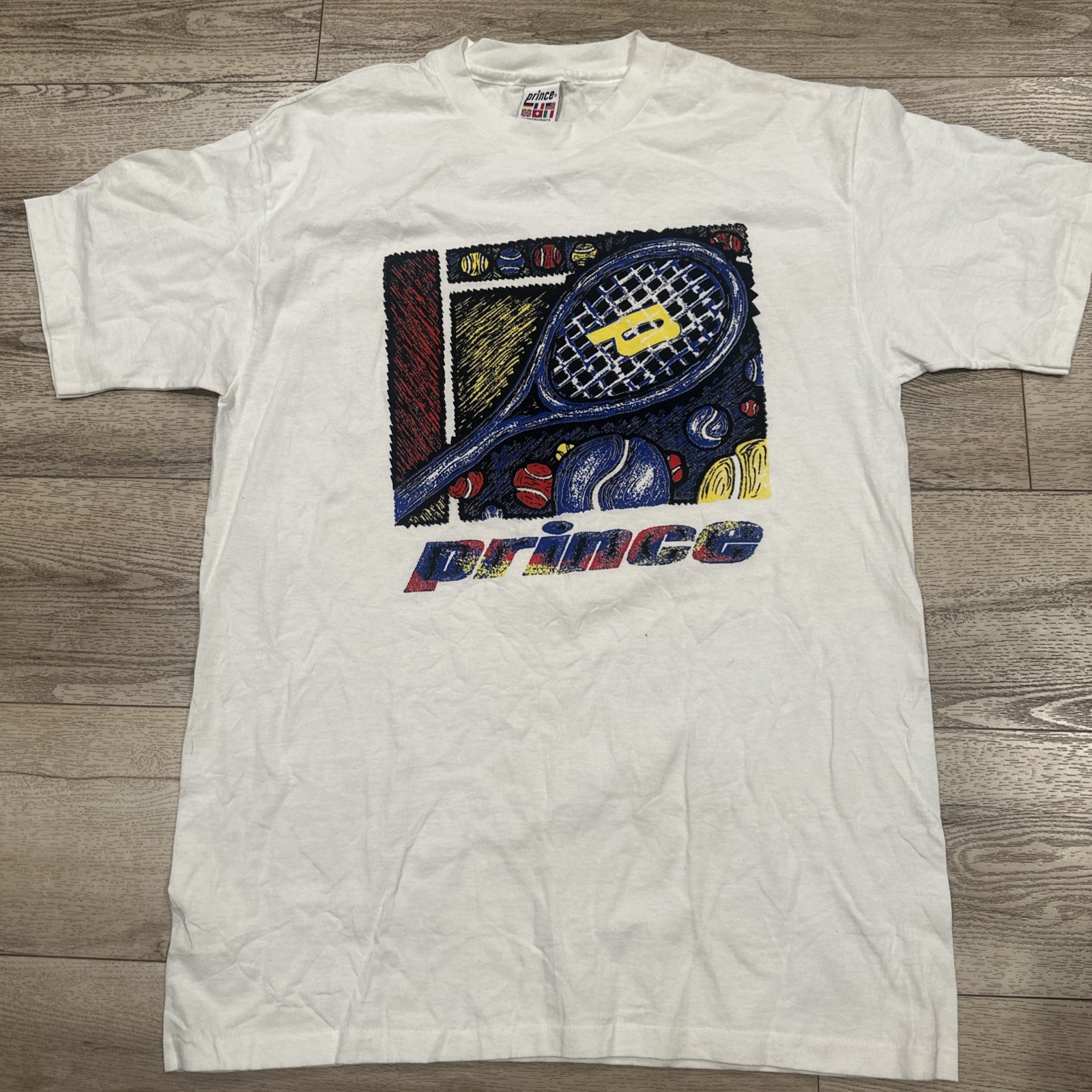 Vintage 90s Prince Tennis T Shirt Multicolor Made In … - Gem