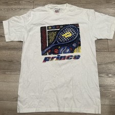 Vintage 90s Prince Tennis T Shirt Multicolor Made In USA Read