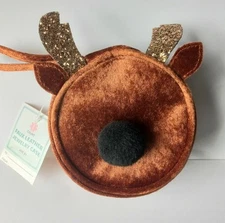 Target Bullseye Playground Christmas Reindeer Faux Leather Jewelry Card Case 
