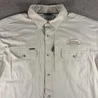Poncho Shirt Mens Large Beige Solid Short Sleeve Button Up Quick Dry Stretch