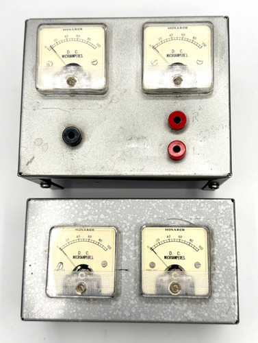 Vintage Stereo Balance Meter Pair DC Microamp Panel Meters Audio DIY