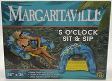 Margaritaville Sit and Sip Pool Float Blue and Yellow Brand New in Box