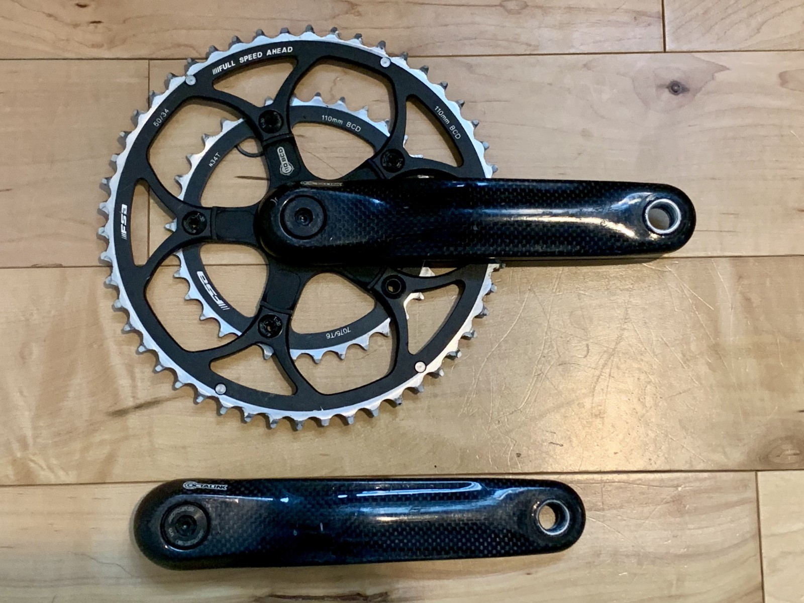 Vintage FSA SL-K Compact carbon crankset - 175 mm - 110 BCD 