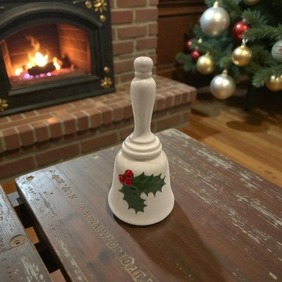Porcelain Bells Holly Berries Christmas Large 7'' height