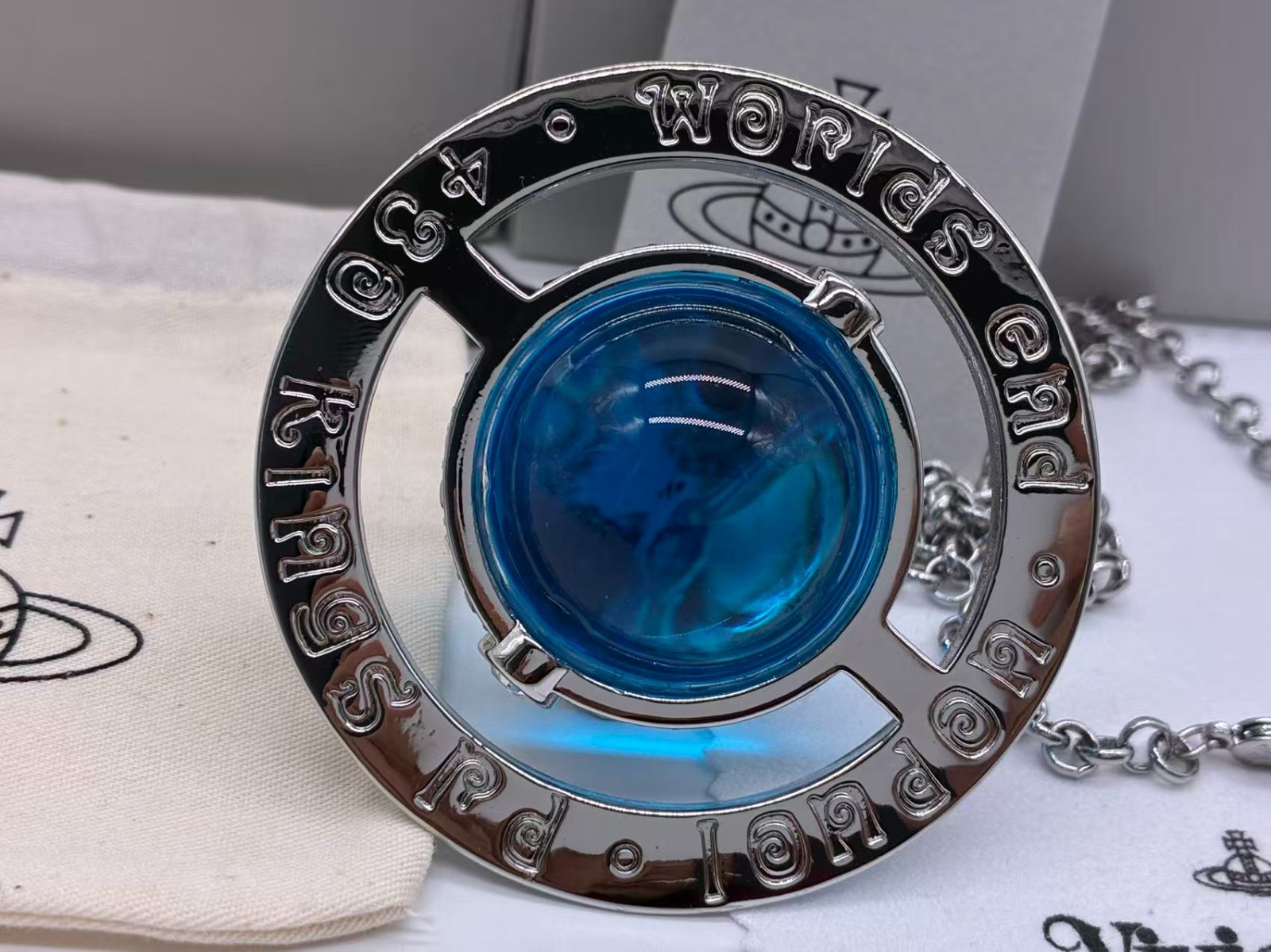 Vivienne Westwood Necklace Medium Orb Silver x Blue Top 6.5cm C:80cm