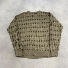Vintage Knitted Jumper Abstract Patterned Grandad Knit Sweater Men's L