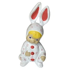 Kimble Mold Vintage Ceramic Hand Painted Kid in Bunny Rabbit Suit