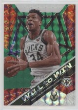 2019-20 Panini Mosaic Will to Win Green Prizm Giannis Antetokounmpo #12 xf4