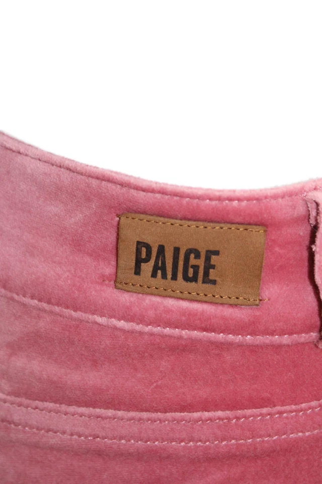 Paige Black Label Mujer Hoxton Terciopelo Ajustado Pierna Recta Pantalones Rosa Talla 30 Foto 4 de 4