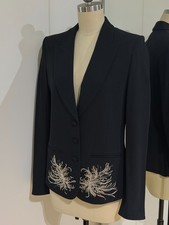 Sonia Rykiel taylored jacket black embroidery vintage size Small