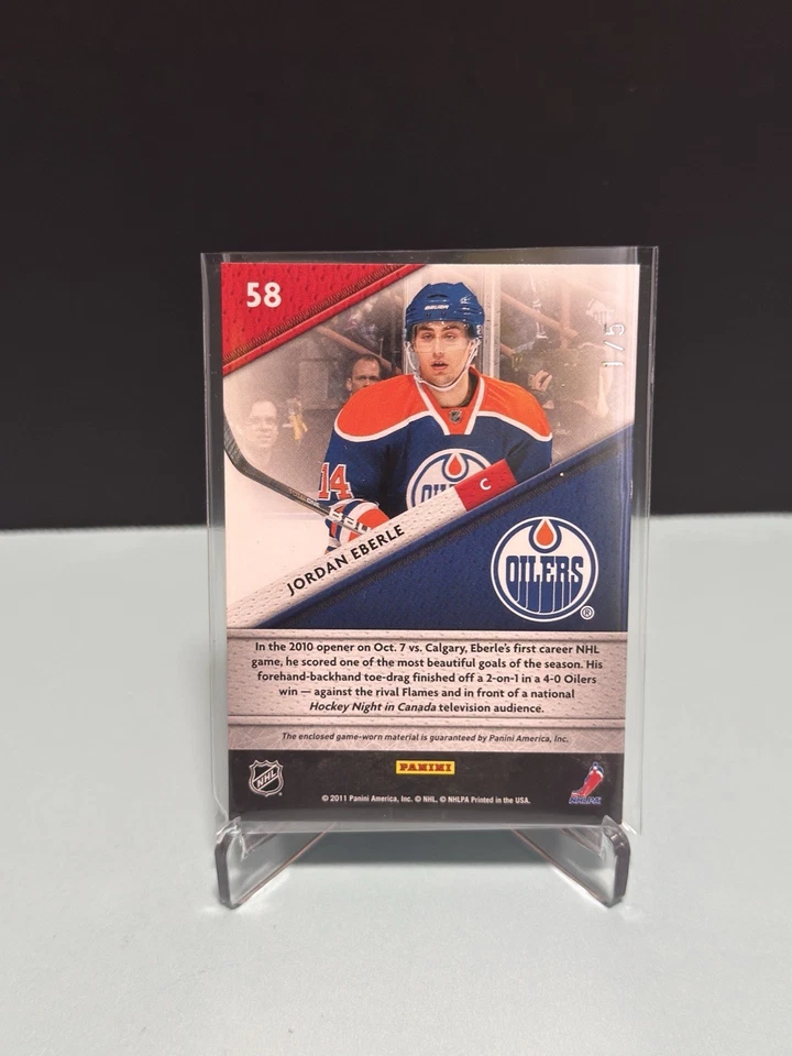 2011-12 Certified Fabric Of The Game #58 Jordan Eberle Prime Patch Jersey #1/5 - Image 2 of 3