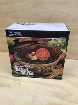 Anchor Hocking Harvest Amber Basket Buffet 1 1/2 Quart Casserole w/ Cover NOS 