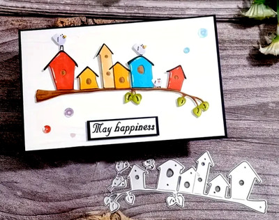 Schönes Cartoon Haus & Vögel Metall Stanzformen Set, Scrapbooking, Zum Selbermachen. C*16