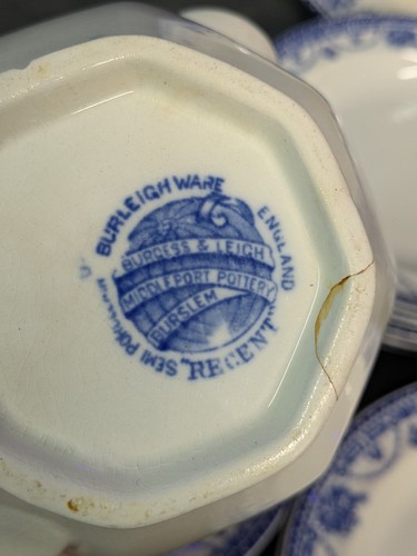 Antique Burgess & Leigh Blue & White Dinner Set Floral Design *See Cond* - Picture 4 of 23