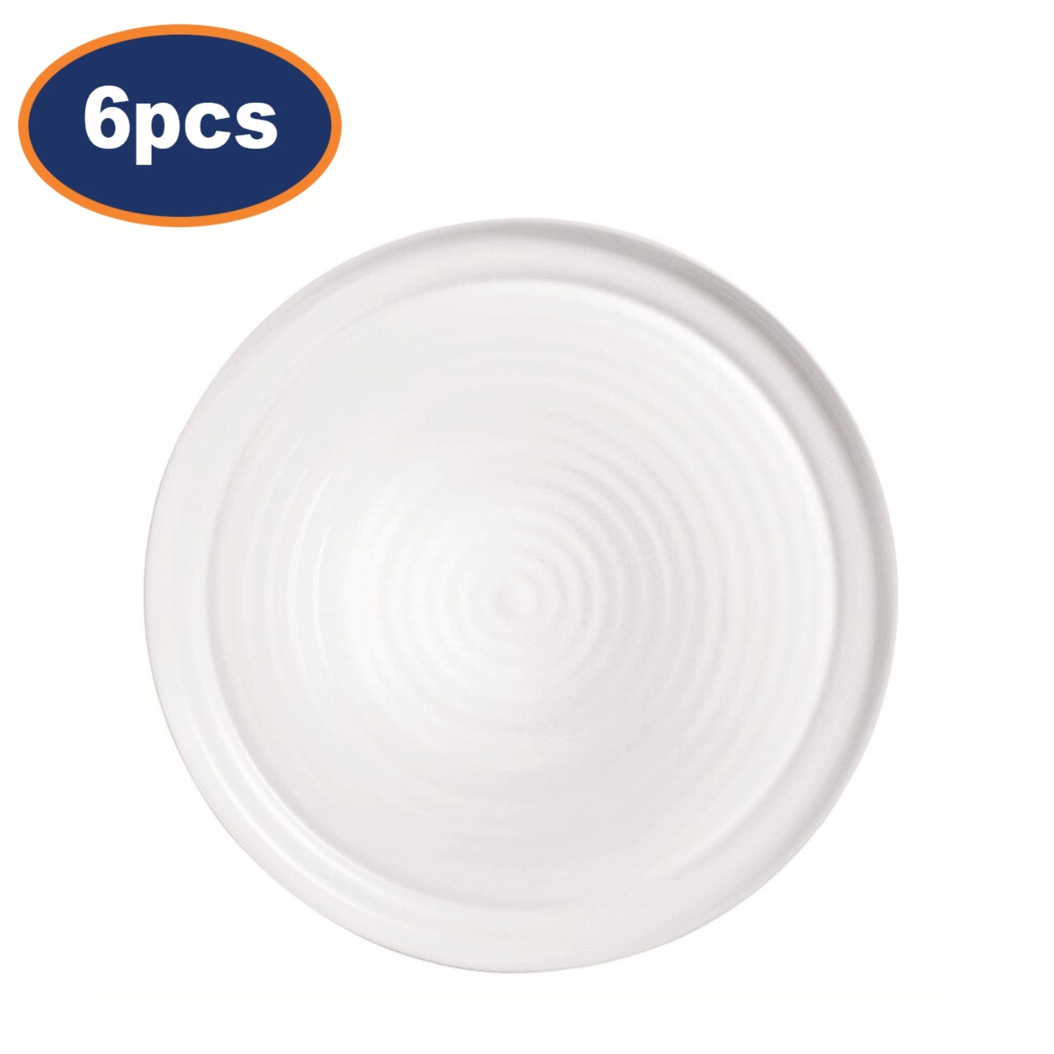 Pizza Plate 32cm Opal Glass White Round Arcoroc Concentric Ring Dinner 6Pcs