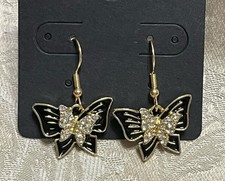 Bohemian Festival Glamour Gold Cubic Zirconia Butterfly Drop Dangle Earrings