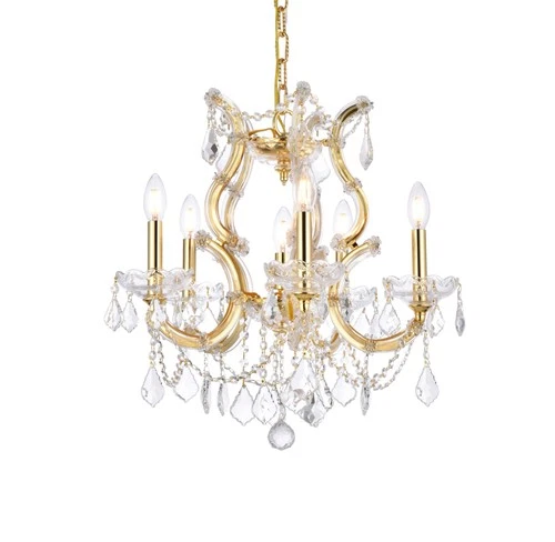Elegant Lighting 2800D20/RC Maria Theresa 6 Light 20"W Crystal - Gold - Picture 1 of 12