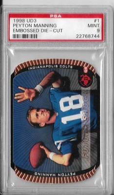 PSA 9 Mint 1998 UD3 Embossed Die-Cut PEYTON MANNING Rookie RC #ed 635/2000