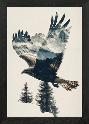 Adlerberg Doppelbelichtung gerahmtes Wandbild Poster Leinwanddruck Bild